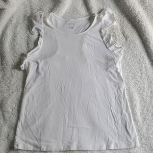 Lilly Pulitzer White Ruffle Sleeve Tank Top